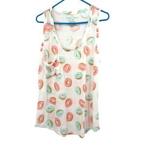 grayson threads size XL sleeveless tank‎ top donut allover print white pink blue